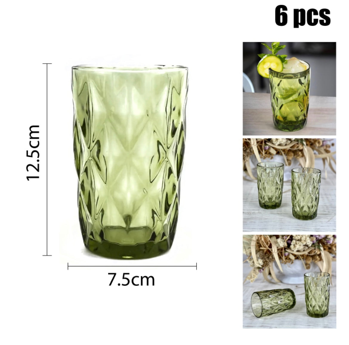 VASO VERDE DE VIDRIO 400 ML