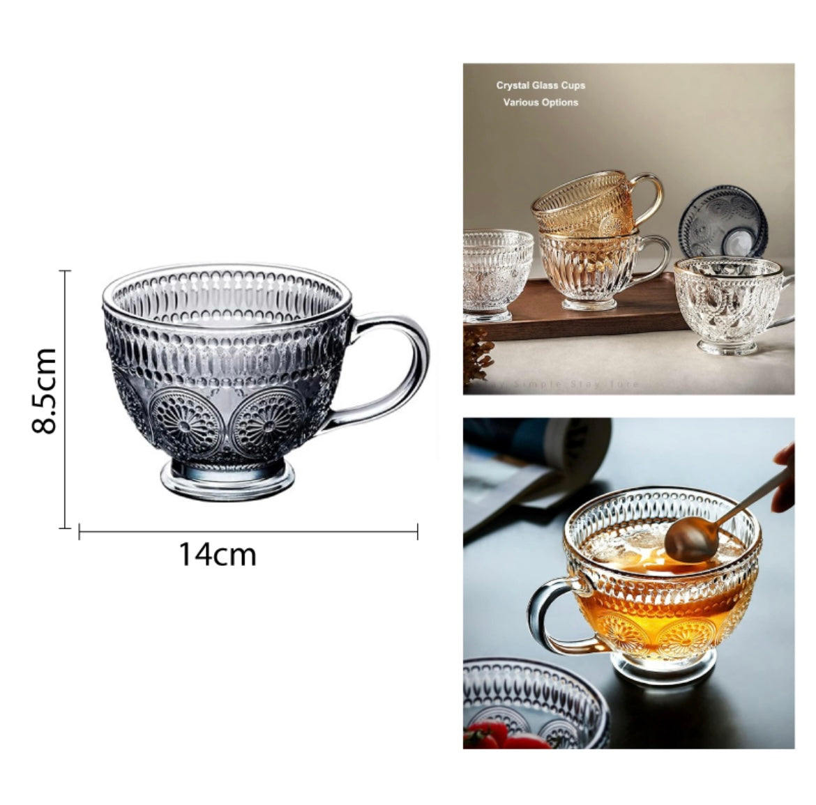 TAZA TRANSPARENTE DE CRISTAL NEGRA