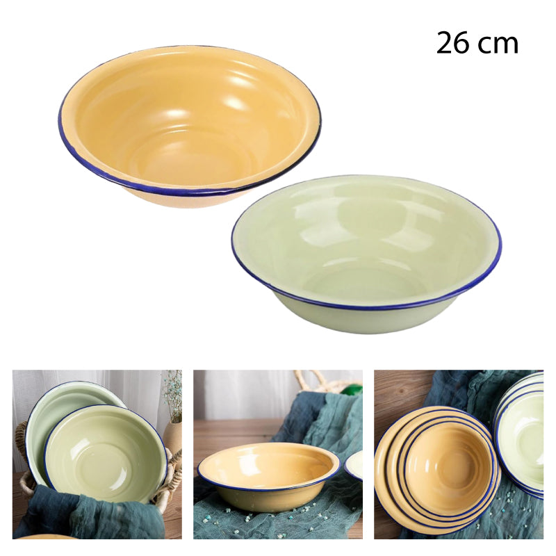PLATO HONDO DE ACERO ESMALTADO VINTAGE – 26 CM
