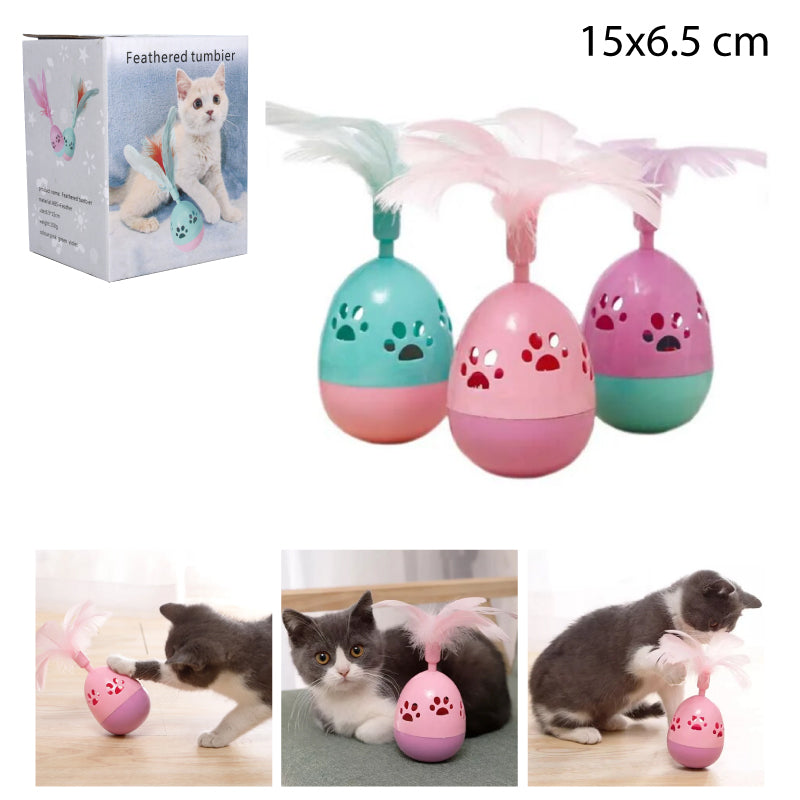 JUGUETE DE PLUMA Y CASCABEL CONTRAPESO PARA GATOS