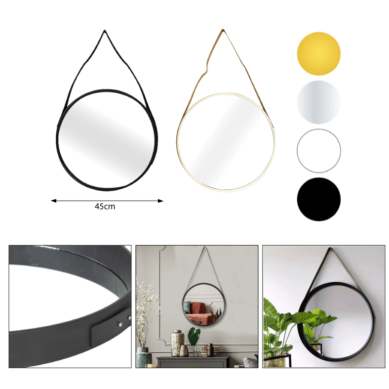 ESPEJO COLGANTE CON CORREA - MEDIANO D45CM