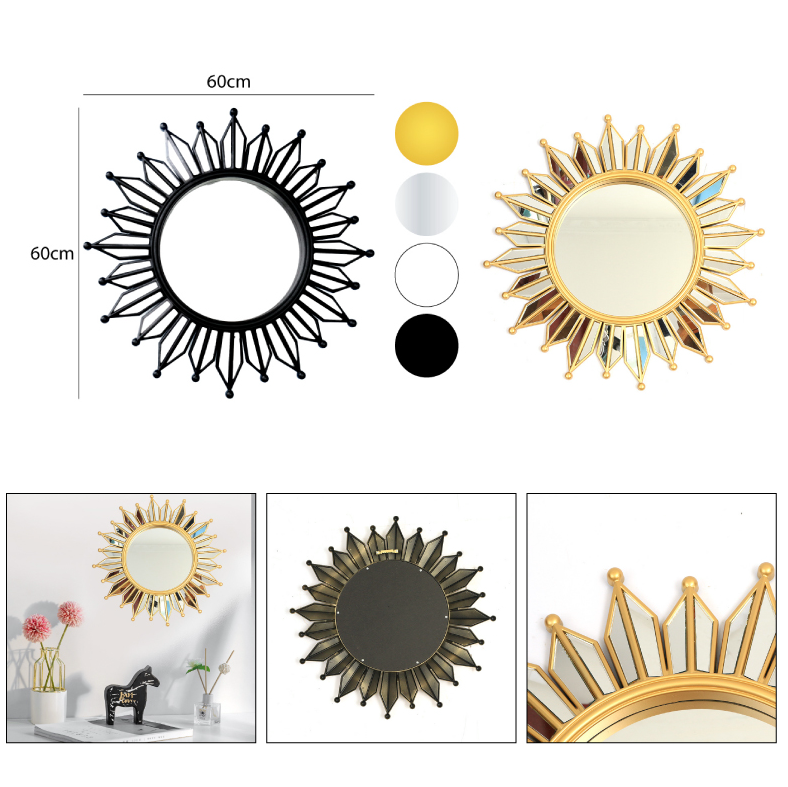 ESPEJO COLGANTE DECORATIVO DE PARED - FLOR NEGRO