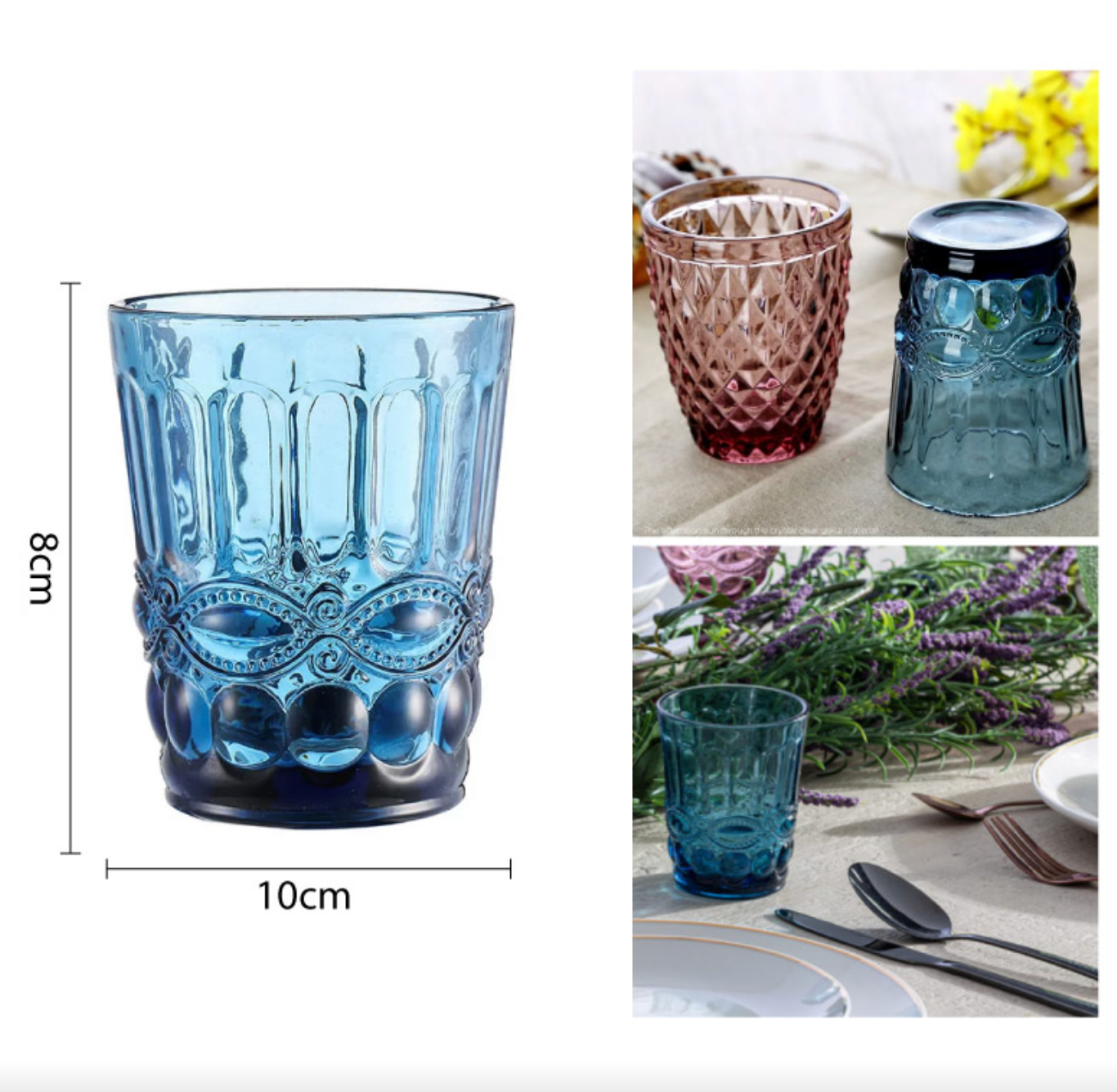 6 vasos de vidrio - color azul