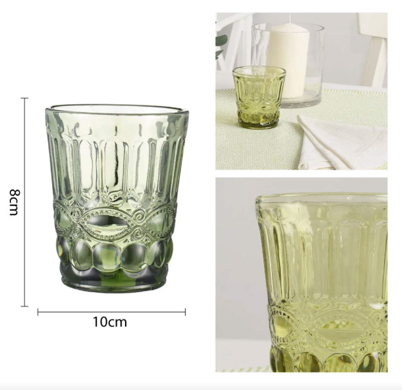 6 vasos de vidrio - color verde