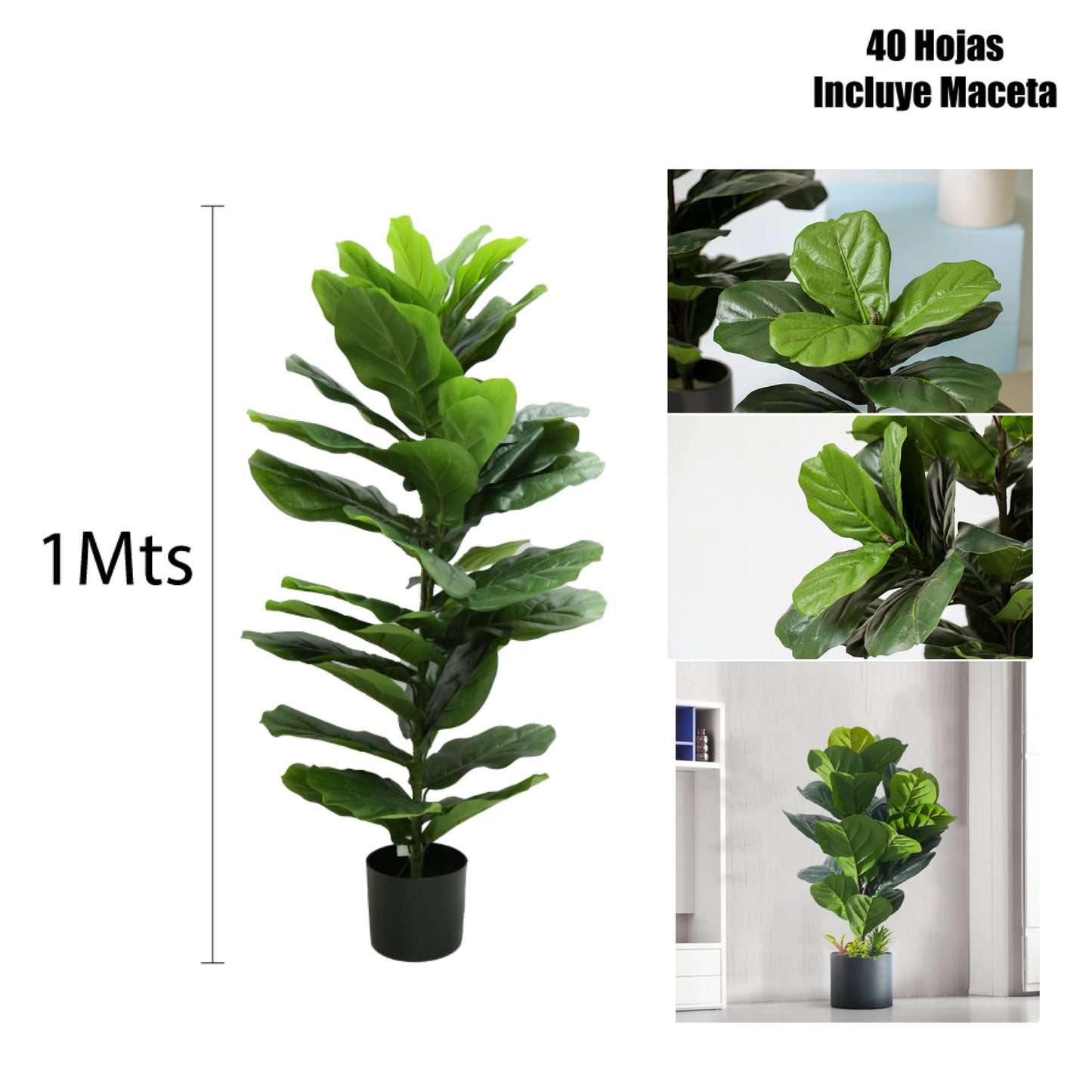 PLANTA ARTIFICIAL FICUS LYRATA HOJAS DE PIANO 1 MTS