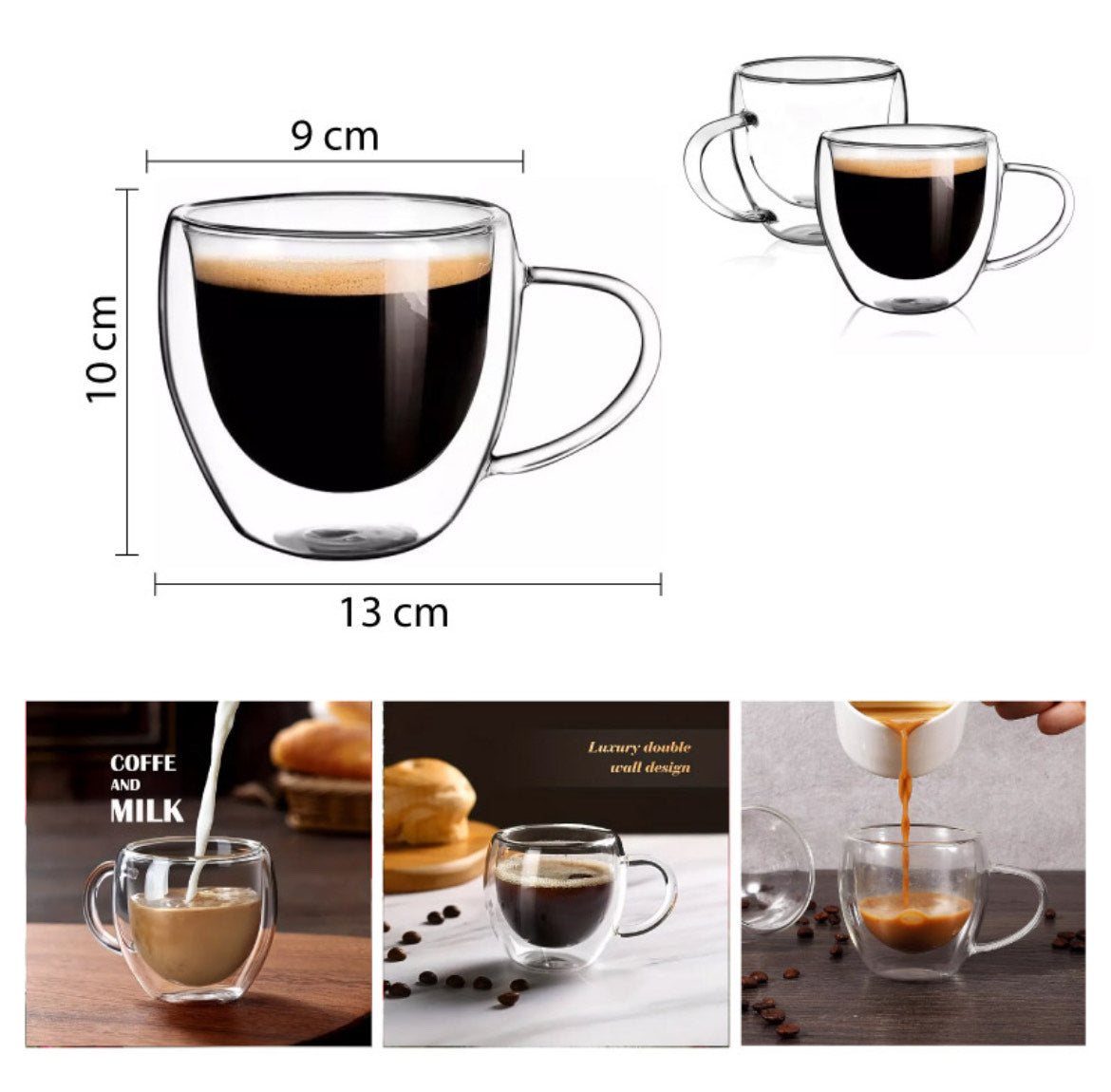 TAZA DE VIDRIO RESISTENTE AL CALOR 250ML