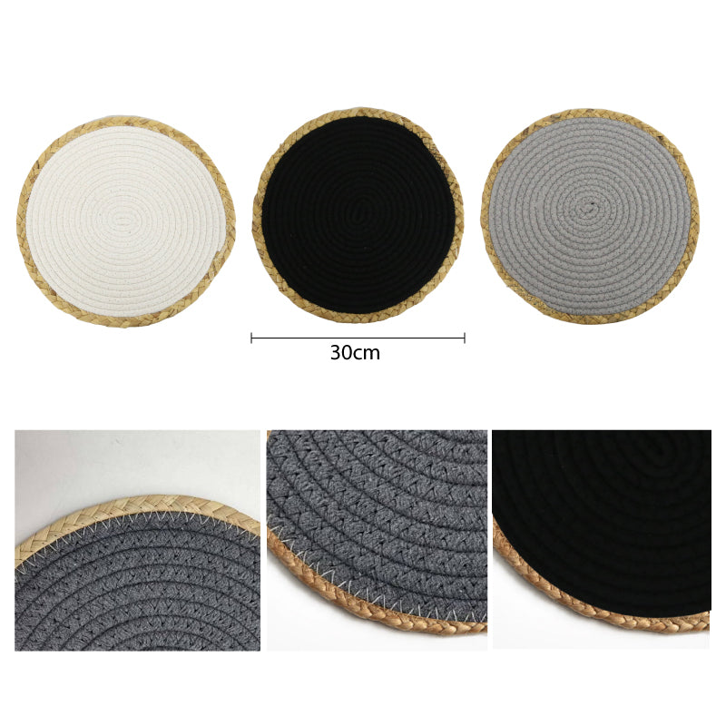 INDIVIDUAL GRANDE PARA MESA - TEJIDO DE YUTE 30CM GRIS