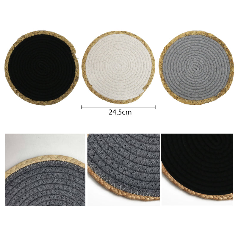 INDIVIDUAL GRANDE PARA MESA - TEJIDO DE YUTE 24.5CM GRIS