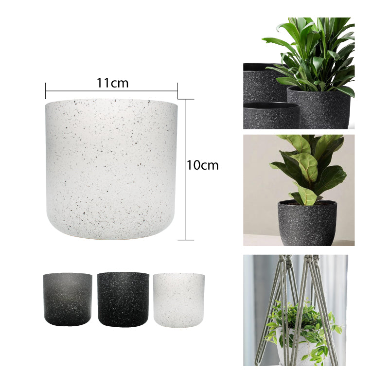 MACETERO DE PLÁSTICO TEXTURA MOTEADA - MEDIANA