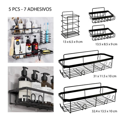 SET DE 5 ESTANTERÍAS METÁLICAS PARA BAÑO
