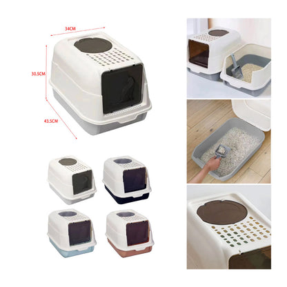 CAJA DE ARENA PARA GATOS CERRADA COLOR BEIGE