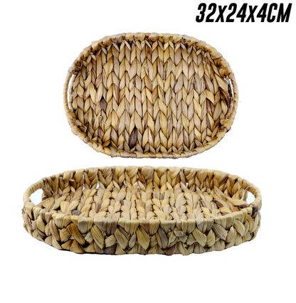 BANDEJA RUSTICA PEQUEÑA OVALADA DE YUTE