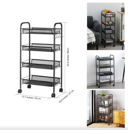 CARRITO DE 4 NIVELES NEGRO