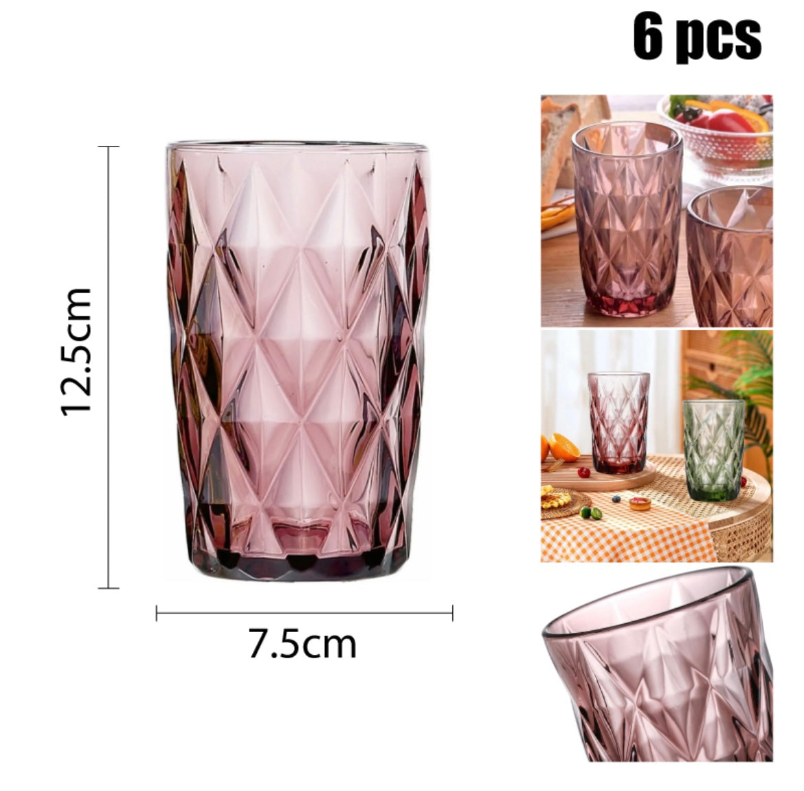 VASO ROSA DE VIDRIO 400 ML