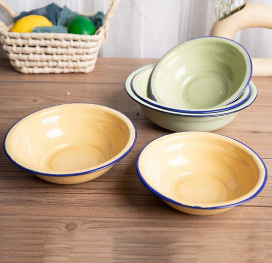 PLATO HONDO DE ACERO ESMALTADO VINTAGE – 26 CM