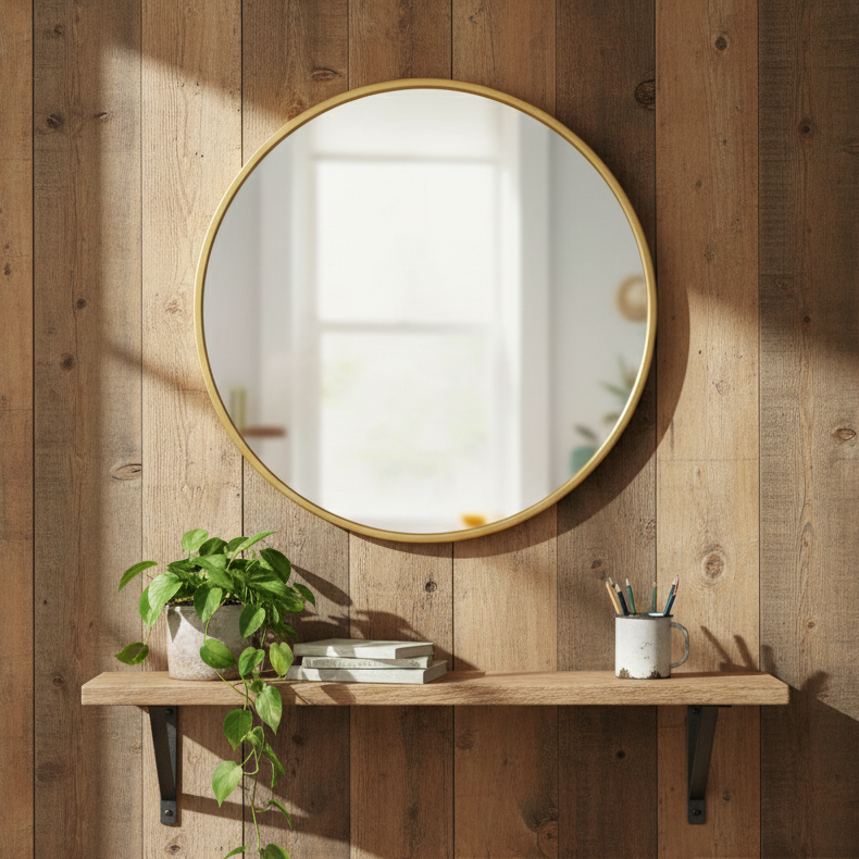 ESPEJO DECORATIVO CIRCULAR DORADO 29,5 CM