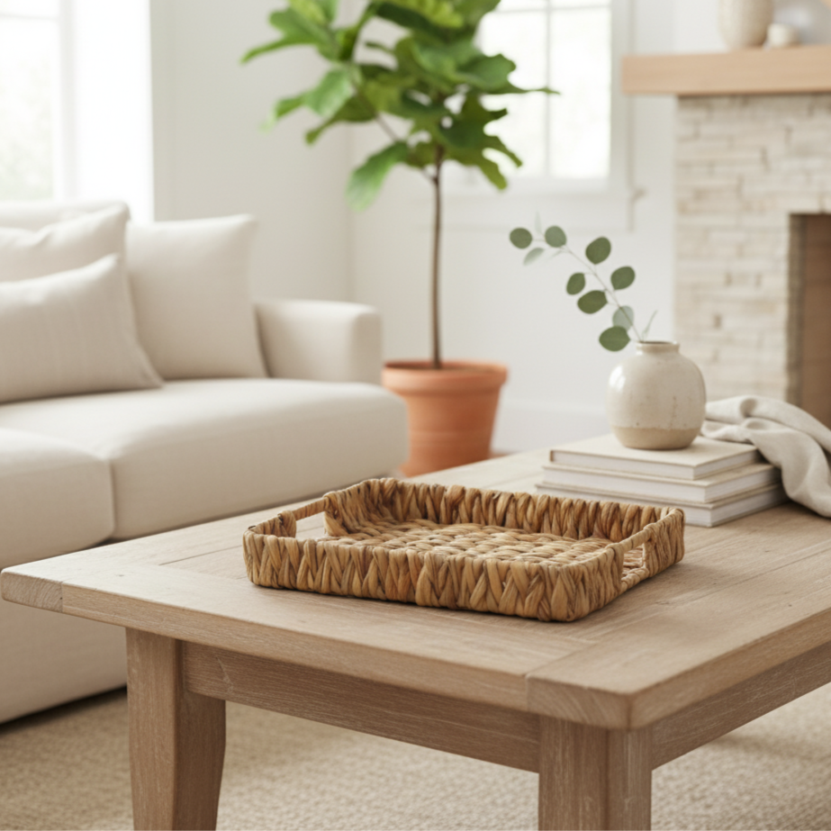 BANDEJA RÚSTICA GRANDE RECTANGULAR DE YUTE