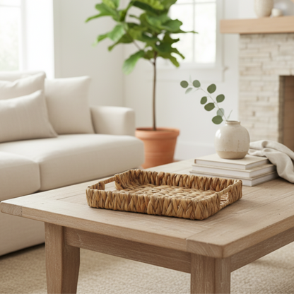 BANDEJA RÚSTICA GRANDE RECTANGULAR DE YUTE