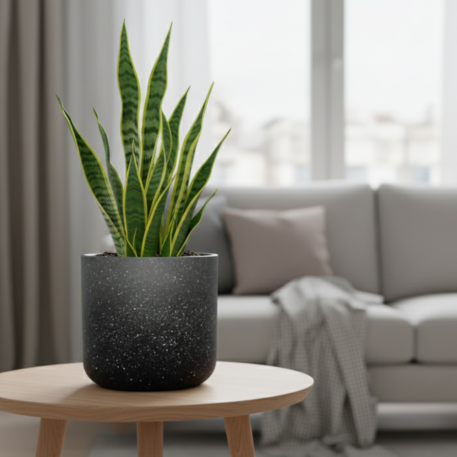 MACETERO DE PLÁSTICO TEXTURA MOTEADA - GRANDE