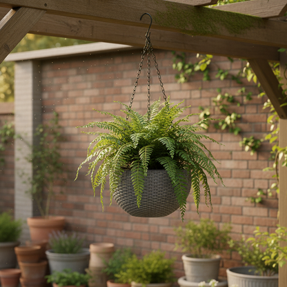 MACETERO COLGANTE CON DISEÑO TEJIDO- GRANDE