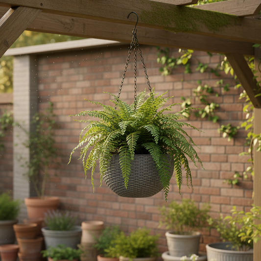 MACETERO COLGANTE CON DISEÑO TEJIDO- GRANDE