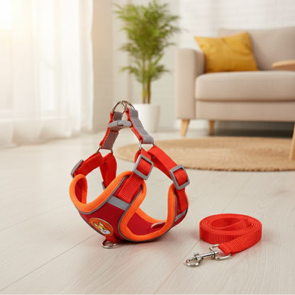 ARNÉS AJUSTABLE + CORREA PARA PERROS CON REFLECTANTE