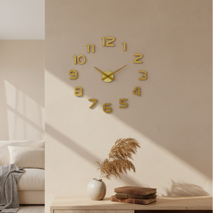RELOJ DE PARED ARMABLE DORADO ADHESIVO 50CM – 110CM (AJUSTABLE) DORADO