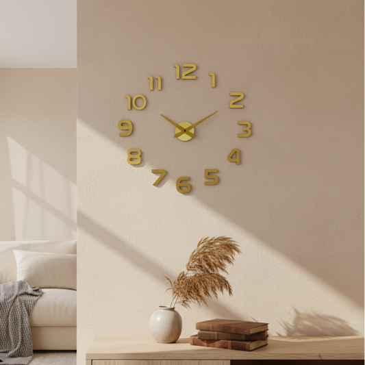 RELOJ DE PARED ARMABLE DORADO ADHESIVO 50CM – 110CM (AJUSTABLE) DORADO