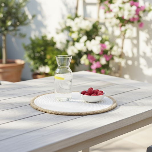 INDIVIDUAL GRANDE PARA MESA - TEJIDO DE YUTE 30CM BLANCO