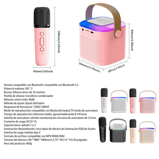 PARLANTE BLUETOOTH ROSADO CON MICRÓFONO