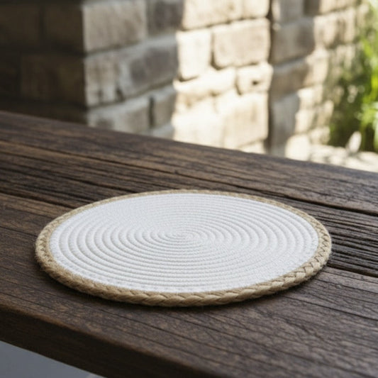 INDIVIDUAL GRANDE PARA MESA - TEJIDO DE YUTE 24.5CM BLANCO