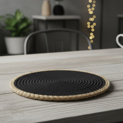 INDIVIDUAL GRANDE PARA MESA - TEJIDO DE YUTE 24.5CM NEGRO