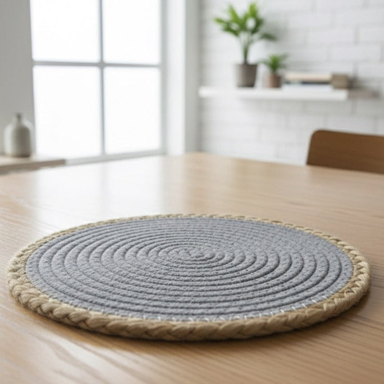 INDIVIDUAL GRANDE PARA MESA - TEJIDO DE YUTE 24.5CM GRIS