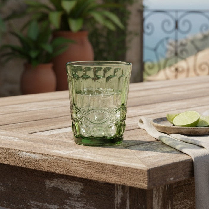 6 vasos de vidrio - color verde