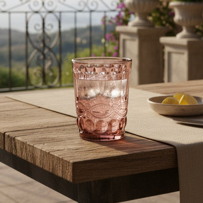 6 vasos de vidrio - color rosa