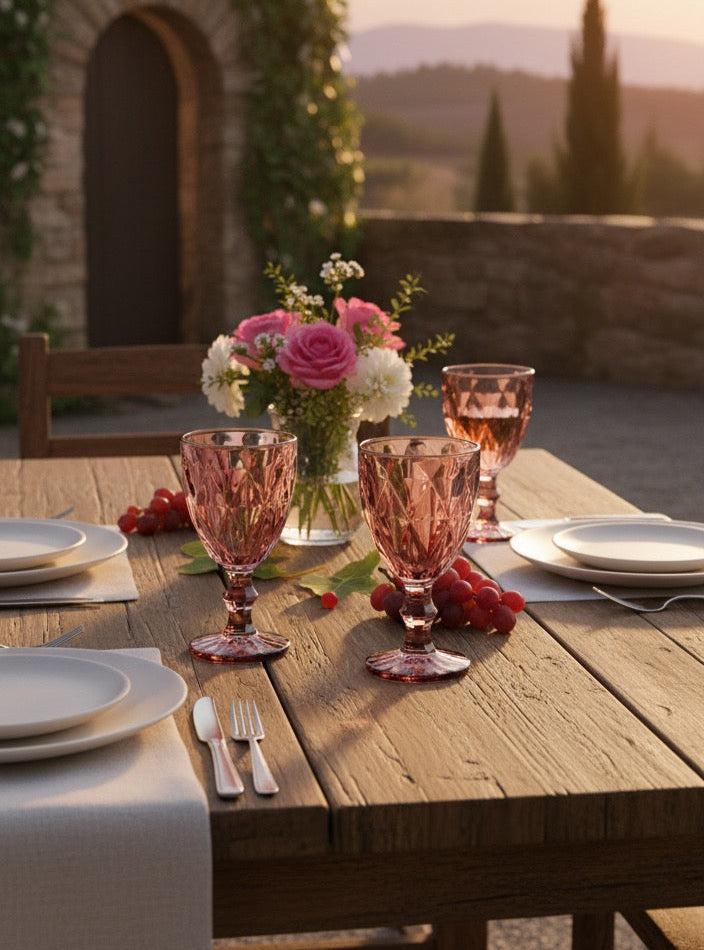 COPA DE VIDRIO ROSA 330ML