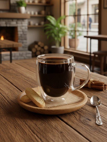 TAZA DE VIDRIO RESISTENTE AL CALOR 350ML