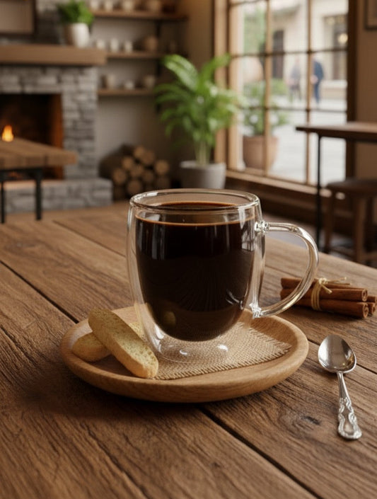 TAZA DE VIDRIO RESISTENTE AL CALOR 350ML