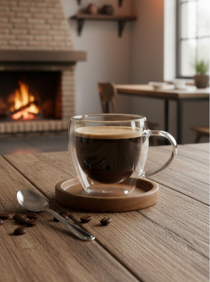 TAZA DE VIDRIO RESISTENTE AL CALOR 250ML