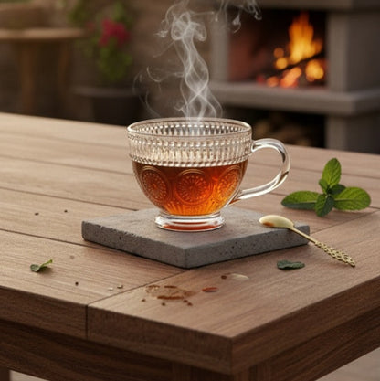 TAZA TRANSPARENTE DE CRISTAL BLANCA