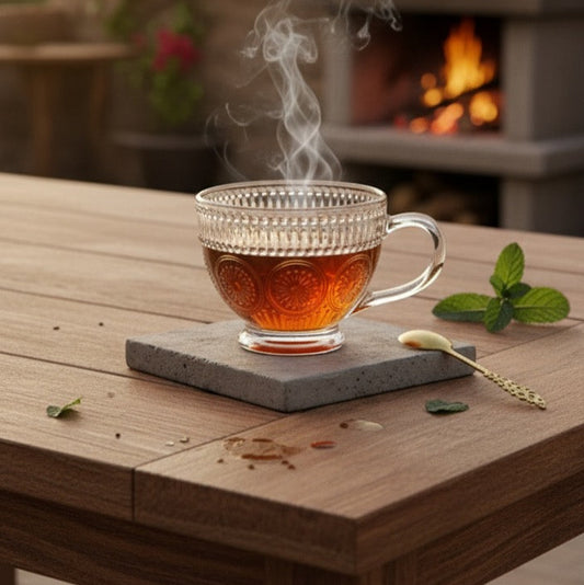 TAZA TRANSPARENTE DE CRISTAL BLANCA