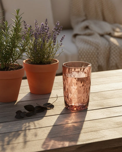 VASO ROSA DE VIDRIO 400 ML