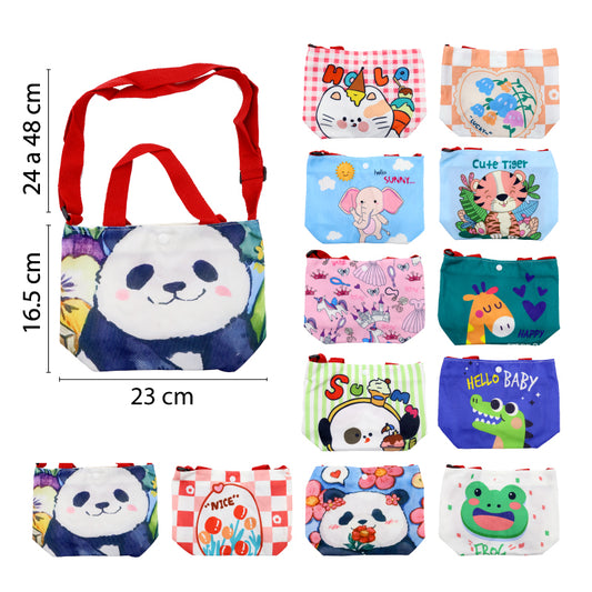 BOLSA DE TELA INFANTIL CON DISEÑOS DE ANIMALES