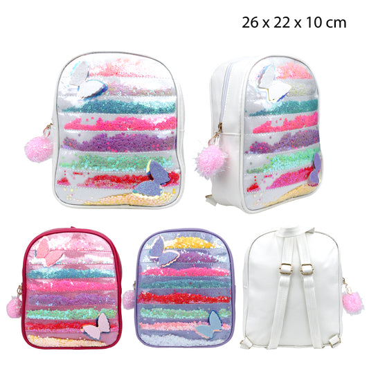MOCHILA MULTICOLOR GLITTER MARIPOSA