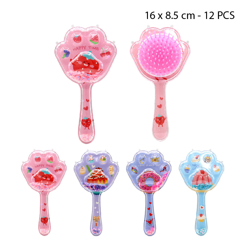 PEINE INFANTIL DISEÑO DE PATA DE GATO CON POSTRES Y GLITTER