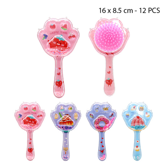 PEINE INFANTIL DISEÑO DE PATA DE GATO CON POSTRES Y GLITTER
