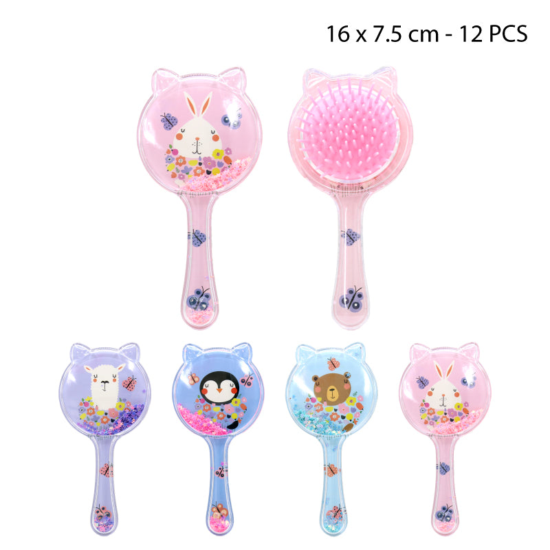 PEINE INFANTIL DISEÑO DE GATO CON ANIMALES Y GLITTER
