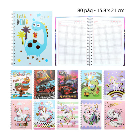 CUADERNO A5 80 HOJAS DISEÑOS SURTIDOS – TAPA DURA