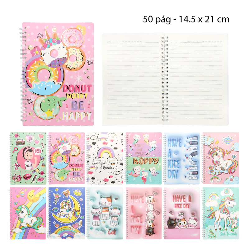 CUADERNO A5 50 HOJAS DISEÑOS SURTIDOS