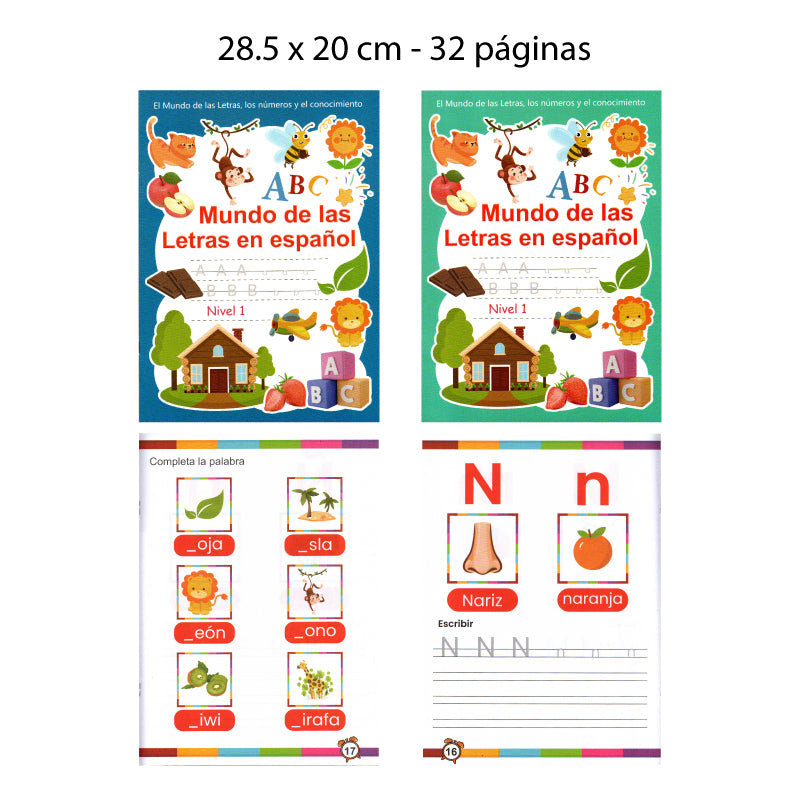 CUADERNO DE EJERCICIOS PARA NIÑOS – MUNDO DE LAS LETRAS